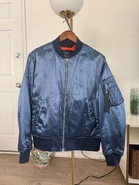 rag & bone B-15 Flight Bomber Jacket Steel Blue Size Small
